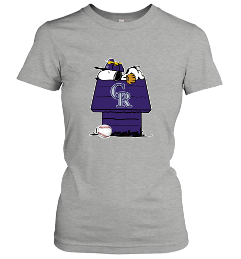 Colorado Rockies Snoopy And Woodstock Resting Together MLB Women's T-Shirt