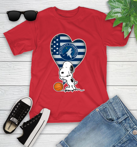 Minnesota Timberwolves NBA Basketball The Peanuts Movie Adorable Snoopy Youth T-Shirt 10