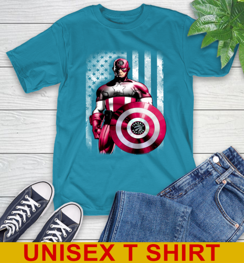 Toronto Raptors NBA Basketball Captain America Marvel Avengers American Flag Shirt T-Shirt 9