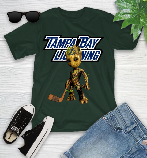 Tampa Bay Lightning NHL Hockey Groot Marvel Guardians Of The Galaxy Youth T-Shirt 5