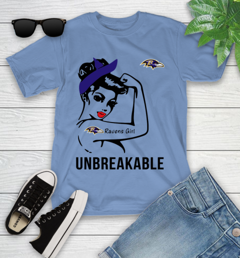 NFL Baltimore Ravens Girl Unbreakable Football Sports Youth T-Shirt 9