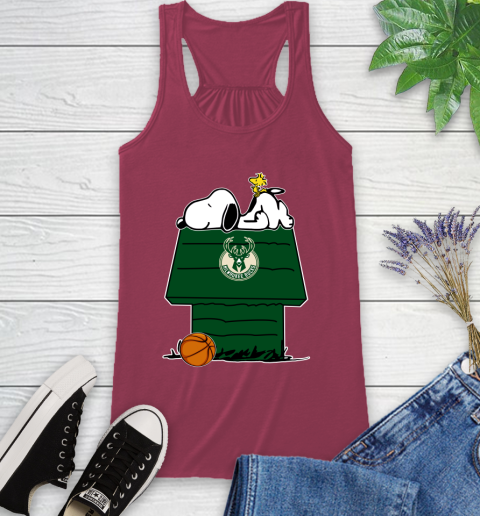 Milwaukee Bucks NBA Basketball Snoopy Woodstock The Peanuts Movie Racerback Tank 8