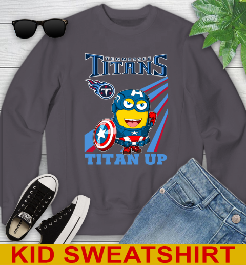 NFL Football Tennessee Titans Captain America Marvel Avengers Minion Titan Up Shirt Youth Sweatshirt 5