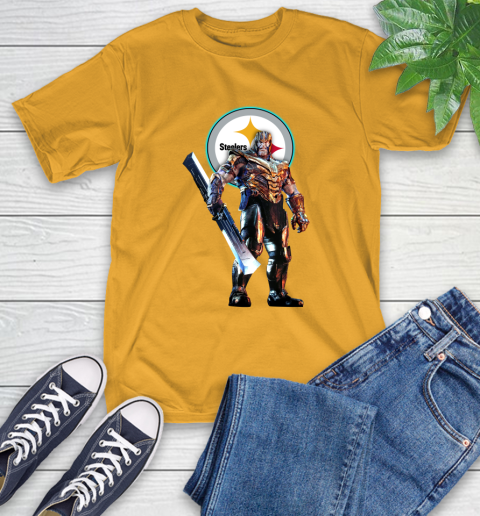 NFL Thanos Gauntlet Avengers Endgame Football Pittsburgh Steelers T-Shirt 3
