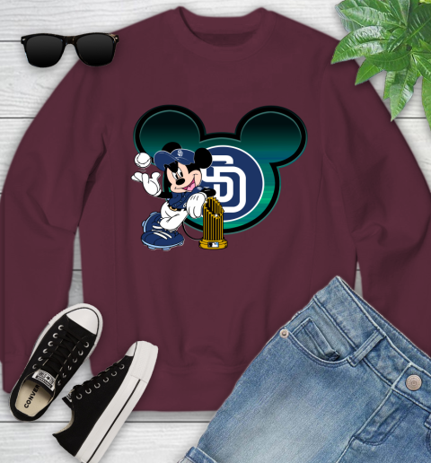 MLB San Diego Padres The Commissioner's Trophy Mickey Mouse Disney Youth Sweatshirt 5