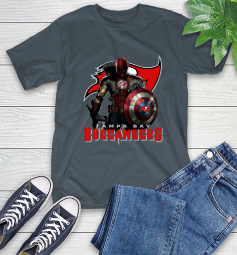 NFL Captain America Thor Spider Man Hawkeye Avengers Endgame Football Tampa Bay Buccaneers T-Shirt 9