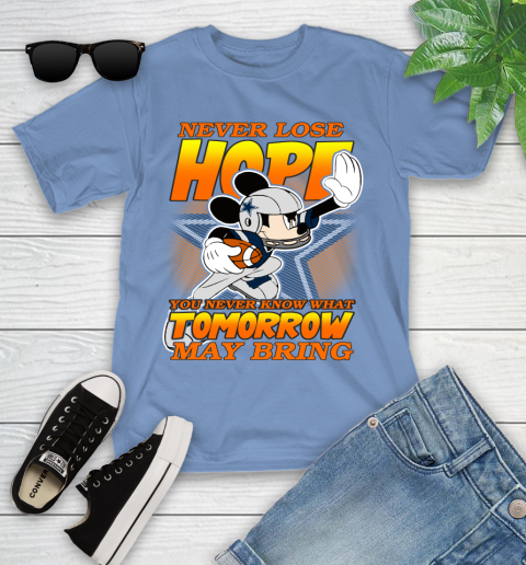 Dallas Cowboys NFL Football Mickey Disney Never Lose Hope Youth T-Shirt 15