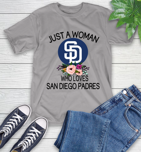 MLB Just A Woman Who Loves San Diego Padres Baseball Sports T-Shirt 4