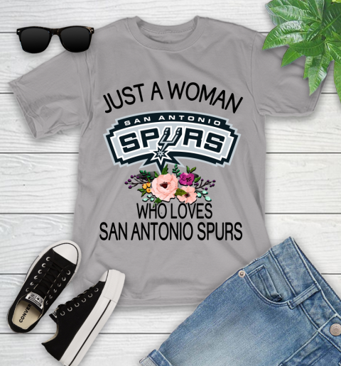 NBA Just A Woman Who Loves San Antonio Spurs Basketball Sports Youth T-Shirt 2