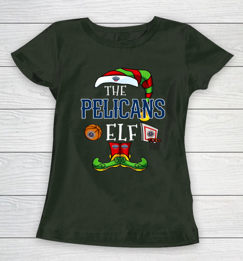 New Orleans Pelicans Christmas ELF Funny NBA Women's T-Shirt 4