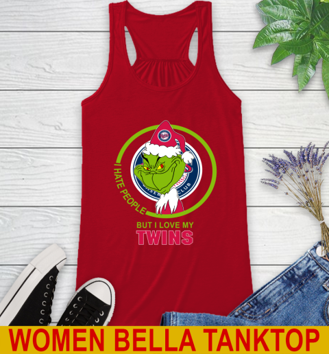 Minnesota Twins MLB Christmas Grinch I Hate People But I Love My Favorite Baseball Team Racerback Tank 6