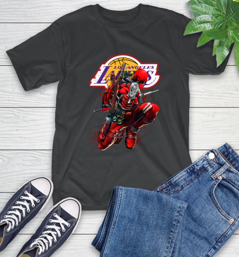 NBA Deadpool Marvel Comics Sports Basketball Los Angeles Lakers T-Shirt 2
