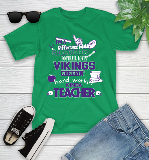 Minnesota Vikings NFL I'm A Difference Making Student Caring Football Loving Kinda Teacher Youth T-Shirt 8