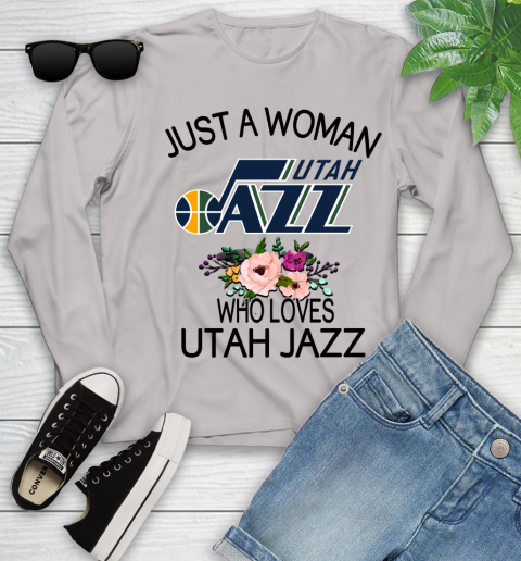 NBA Just A Woman Who Loves Utah Jazz Basketball Sports Youth Long Sleeve 9
