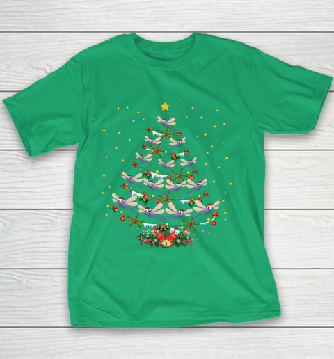 Dragonfly Christmas Tree Santa Dragonfly Bird Xmas Gift Youth T-Shirt 3