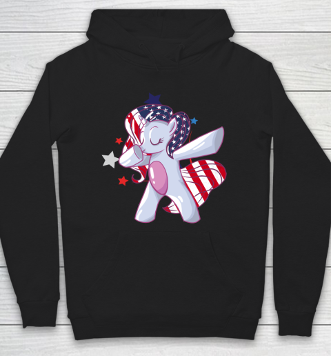 Independence Day Dabbing Unicorn 4th of July Girls American Flag Hoodie