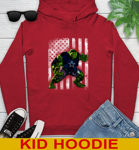 Dallas Cowboys Hulk Marvel Avengers NFL Football American Flag Youth Hoodie 11