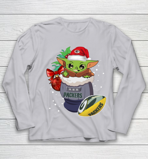 Green Bay Packers Christmas Baby Yoda Star Wars Funny Happy NFL Youth Long Sleeve 5