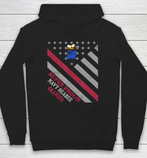 GrandFather gift shirt Vintage Flag Veteran Super Proud Navy Seabee Grandpa T Shirt Hoodie