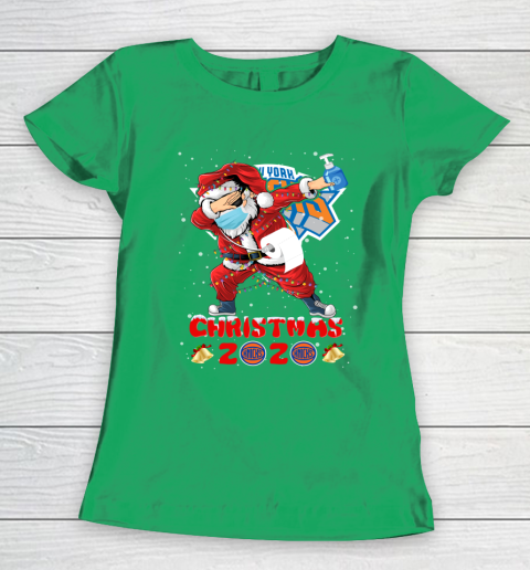 New York Knicks Funny Santa Claus Dabbing Christmas 2020 NBA Women's T-Shirt 5