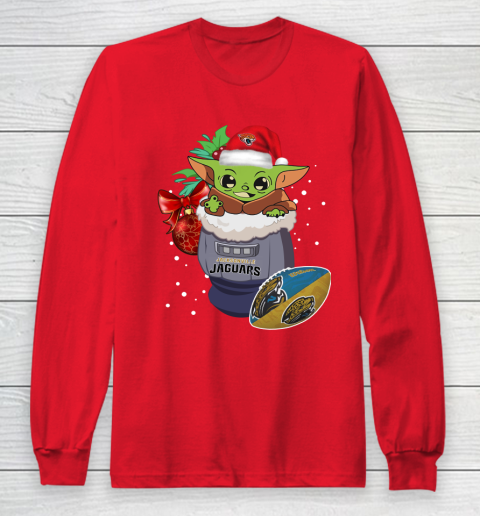 Jacksonville Jaguars Christmas Baby Yoda Star Wars Funny Happy NFL Long Sleeve T-Shirt 10