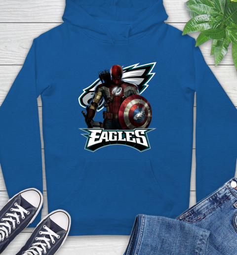 NFL Captain America Thor Spider Man Hawkeye Avengers Endgame Football Philadelphia Eagles Hoodie 9