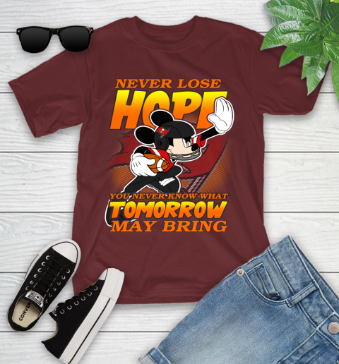 Tampa Bay Buccaneers NFL Football Mickey Disney Never Lose Hope Youth T-Shirt 14
