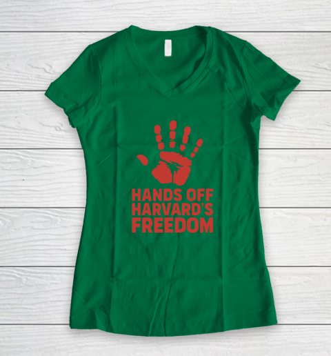 Hands Off Harvard's Freedom Women's V-Neck T-Shirt 3