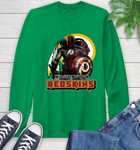 NFL Captain America Thor Spider Man Hawkeye Avengers Endgame Football Washington Redskins Long Sleeve T-Shirt 7
