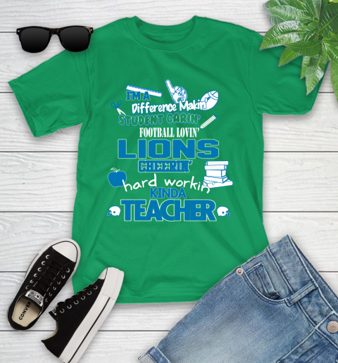 Detroit Lions NFL I'm A Difference Making Student Caring Football Loving Kinda Teacher Youth T-Shirt 8