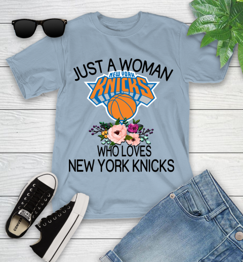 NBA Just A Woman Who Loves New York Knicks Basketball Sports Youth T-Shirt 6