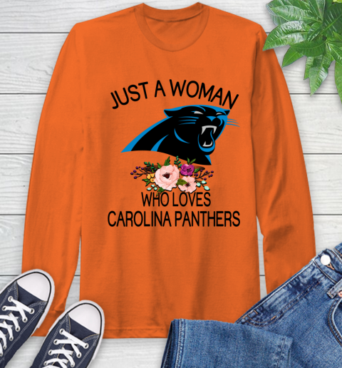NFL Just A Woman Who Loves Carolina Panthers Football Sports Long Sleeve T-Shirt 3