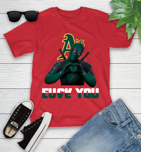 MLB Oakland Athletics Deadpool Love You Fuck You Baseball Sports Youth T-Shirt 28