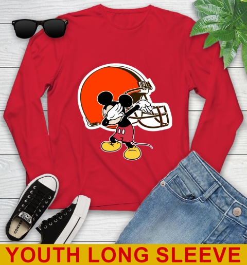 Cleveland Browns NFL Football Dabbing Mickey Disney Sports Youth Long Sleeve 11