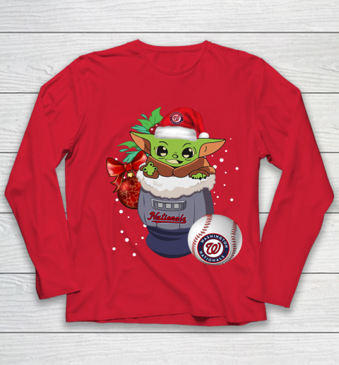 Washington Nationals Christmas Baby Yoda Star Wars Funny Happy MLB Youth Long Sleeve 10