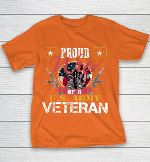 Veteran Shirt Vintage Proud Wife Of A U S Army Veteran Youth T-Shirt 4