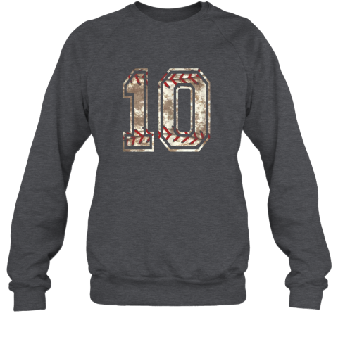 jeob baseball jersey number 10 vintage distressed sweatshirt 35 front dark heather