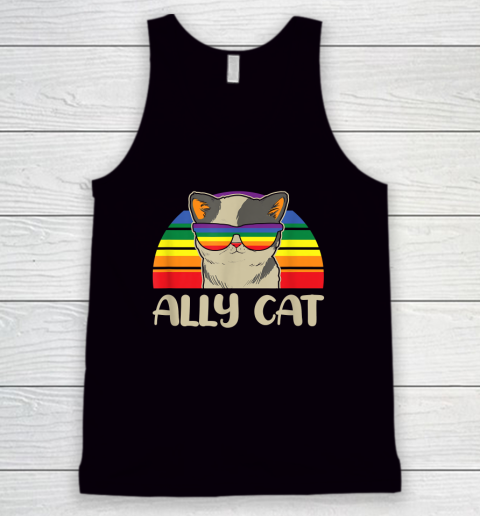 Ally Cat LGBT Gay Rainbow Pride Flag Tank Top