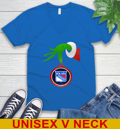 New York Rangers Grinch Merry Christmas NHL Hockey V-Neck T-Shirt 6