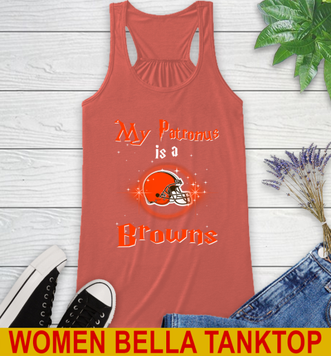 NFL Football Harry Potter My Patronus Is A Cleveland Browns Racerback Tank 3