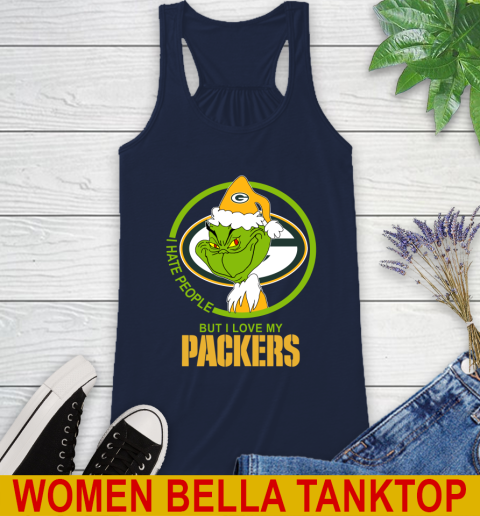 Green Bay Packers NFL Christmas Grinch I Hate People But I Love My Favorite Football Team Racerback Tank 11