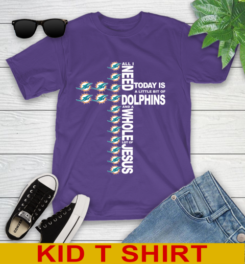 NFL All I Need Today Is A Little Bit Of Miami Dolphins Cross Shirt Youth T-Shirt 3