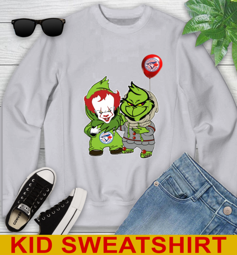 Baby Pennywise Grinch Christmas MLB Baseball Toronto Blue Jays Youth Sweatshirt 4