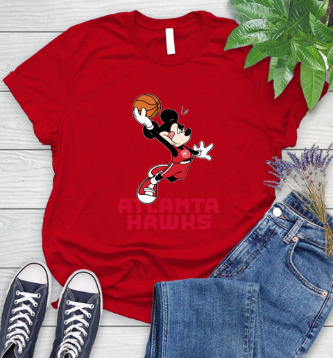NBA Basketball Atlanta Hawks Cheerful Mickey Mouse Shirt Women's T-Shirt 11