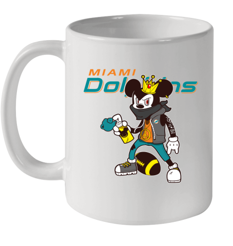 Miami Dolphins NFL Football Mickey Peace Sign Sports Ceramic Mug 11oz