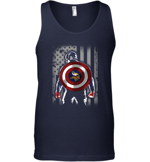 NFL Minnesota Vikings Captain America Marvel Flag Football Sports oJQBM5J2OnA unisex tank 17 95 151514 front navy