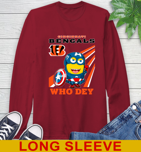 NFL Football Cincinnati Bengals Captain America Marvel Avengers Minion Shirt Long Sleeve T-Shirt 9