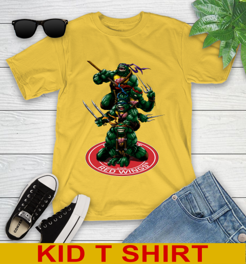 NHL Hockey Detroit Red Wings Teenage Mutant Ninja Turtles Shirt Youth T-Shirt 8
