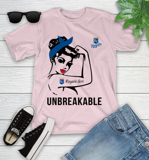 MLB Kansas City Royals Girl Unbreakable Baseball Sports Youth T-Shirt 17