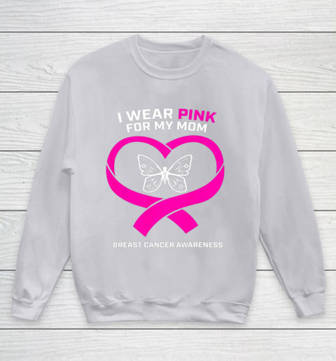 Men Women Kids Wear Pink For My Mom Breast Cancer Awareness Youth Sweatshirt 3